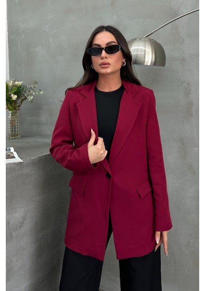 Kadın Blazer Ceket Rahat Kalıp Astarlı Tek Düğmeli Ceket