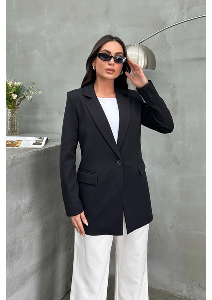 Kadın Blazer Ceket Rahat Kalıp Astarlı Tek Düğmeli Ceket