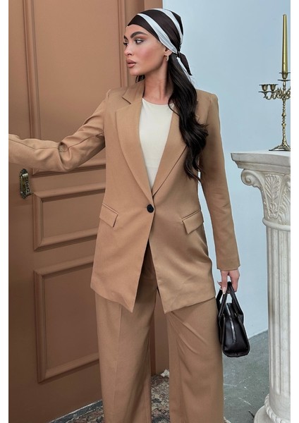 Kadın Blazer Ceket Rahat Kalıp Astarlı Tek Düğmeli Ceket