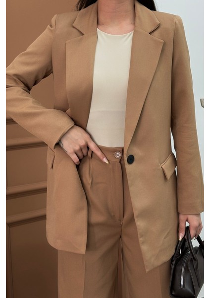 Kadın Blazer Ceket Rahat Kalıp Astarlı Tek Düğmeli Ceket fırsatları