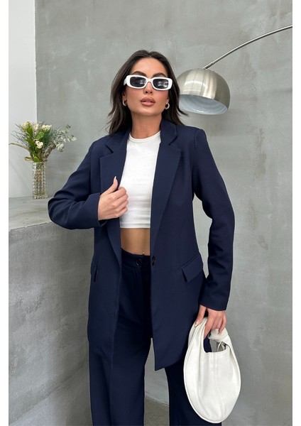 Kadın Blazer Ceket Rahat Kalıp Astarlı Tek Düğmeli Ceket