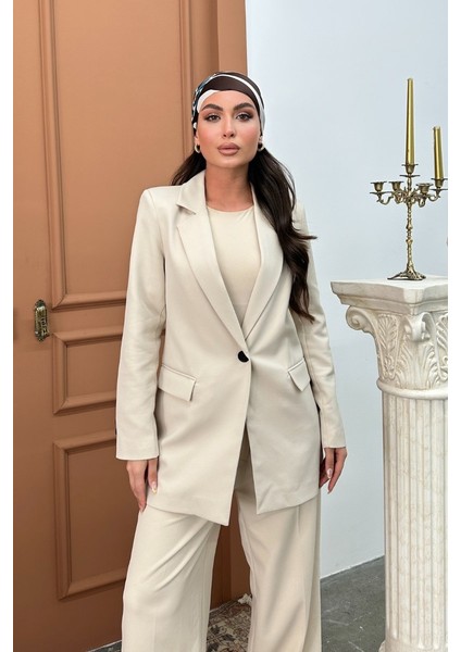 Kadın Blazer Ceket Rahat Kalıp Astarlı Tek Düğmeli Ceket