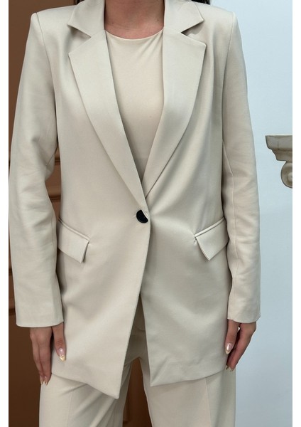 Kadın Blazer Ceket Rahat Kalıp Astarlı Tek Düğmeli Ceket fırsatları