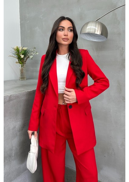 Kadın Blazer Ceket Rahat Kalıp Astarlı Tek Düğmeli Ceket