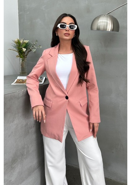 Kadın Blazer Ceket Rahat Kalıp Astarlı Tek Düğmeli Ceket