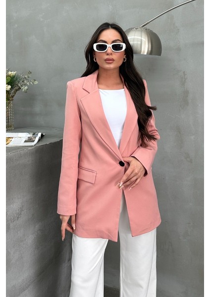 Kadın Blazer Ceket Rahat Kalıp Astarlı Tek Düğmeli Ceket