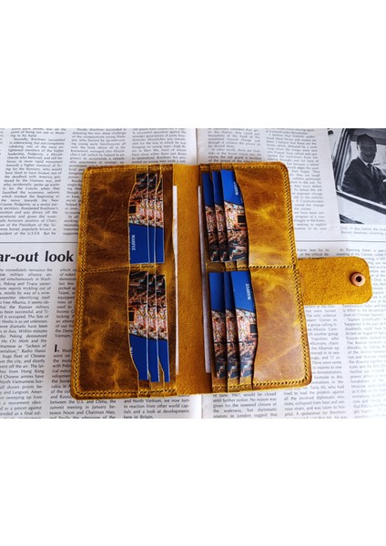 Kesimden Dikime Tamamen El Emeği Deri Cüzdan 12 Kart 2 Banknot Alanı (19.4cm*8,5cm) Pln6