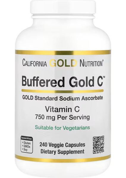 Buffered Gold C, Gold Standard Sodium Ascorbate (Vitamin C), 240 Veggie Capsules