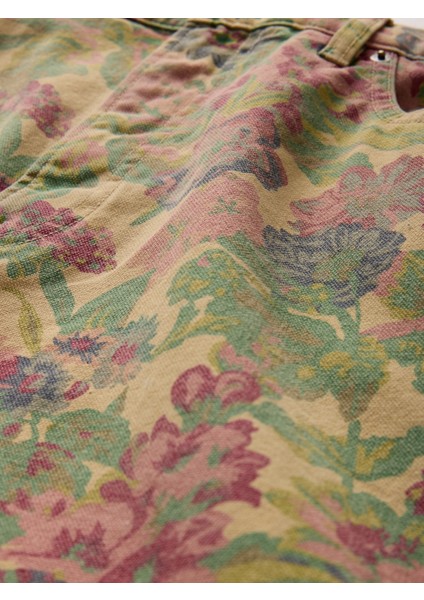 Erkek Çok Renkli Çiçek Desenli Kanvas Şort modelleri