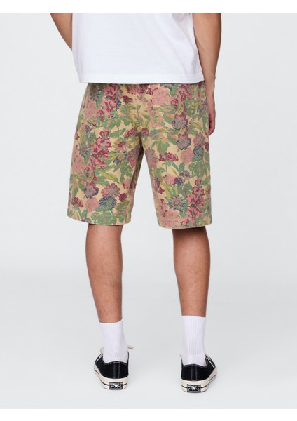 Erkek Çok Renkli Çiçek Desenli Kanvas Şort fırsatları