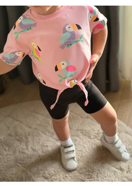 Papağan Baskılı Tayt Şort Kız Çocuk Alt Üst Takım fiyatları