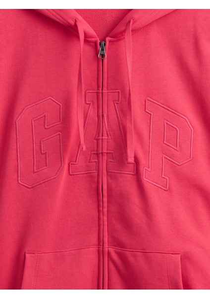 Erkek Pembe Gap Logo Fermuarlı Havlu Kumaş Sweatshirt