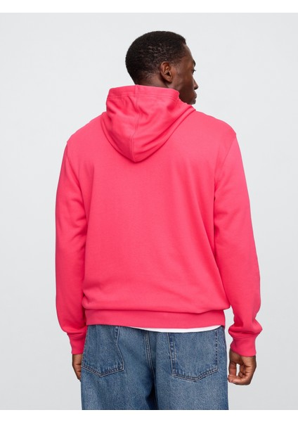 Erkek Pembe Gap Logo Fermuarlı Havlu Kumaş Sweatshirt