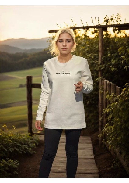 Bisiklet Yaka Uzun Kollu T-Shirt - Beyaz fiyatları