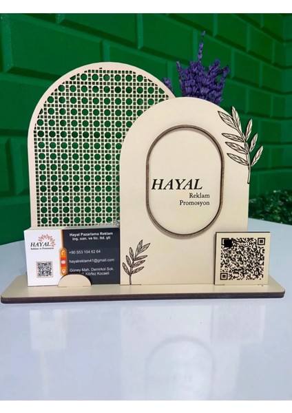 Ahşap Masaüstü (Kişiye Özel) Qr Kodlu Kartvizitlik|20*15 CM|MK5001