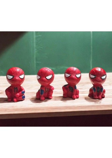4'lü Dekoratif Spiderman Örümcek Adam Polyester Biblo Hediyelik