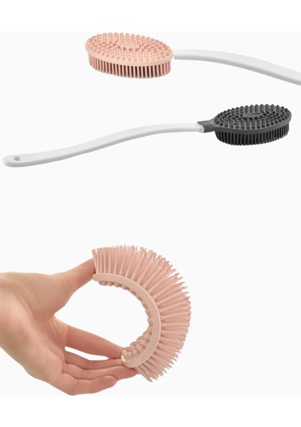 Silikon Masajlı Uzun Saplı Vücut ve Masaj Fırçası Banyo Sırt Kesesi Saplı Yumuşak Fırça fiyatları
