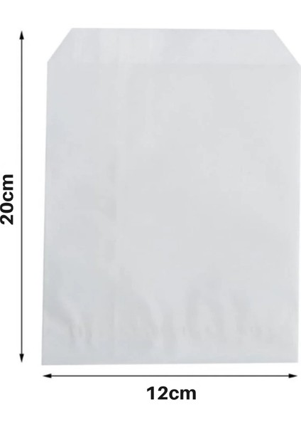 Kraft Körüklü Beyaz Yağlı Kese, V Taban Butik Hediye Paketi, Ambalaj Kağıt Poşeti, 50 Adet, 12X20 cm