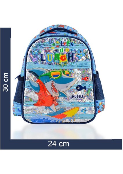 Tek Bölmeli Cute Shark Anaokulu Çantası Mavi (Mu-0051)