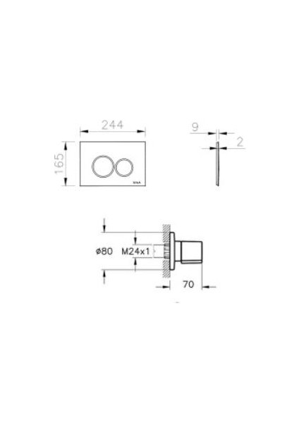 Origin, 800-2033 Kumanda Paneli ve Stop Valf Seti, Parlak Krom (740-2480, A41461GR)