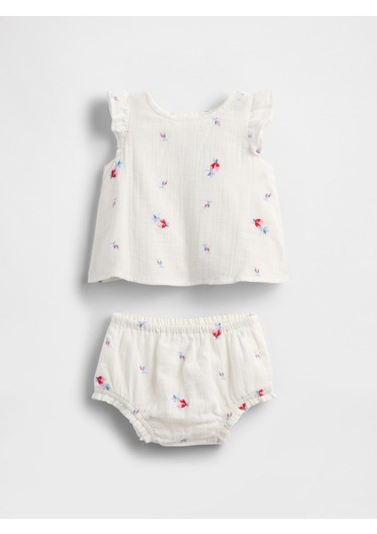 Bebek Orange Kıss Neon Crinkle Gauze Outfit Set