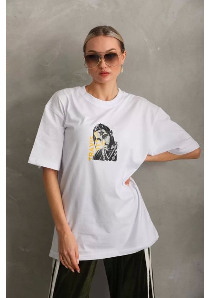 Baskılı Oversize T-Shirt - Beyaz fiyatları