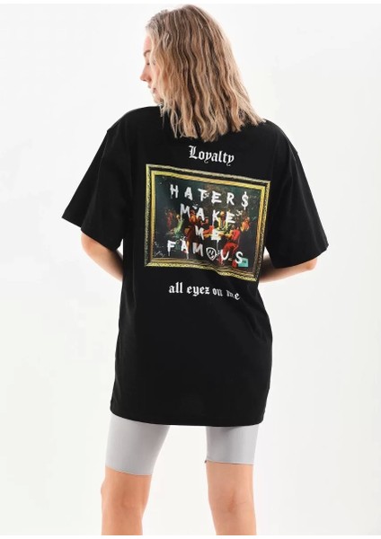 Baskılı Oversize T-Shirt - Siyah indirimleri