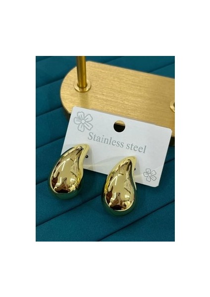 Damla Bubble Gold Çelik Küpe