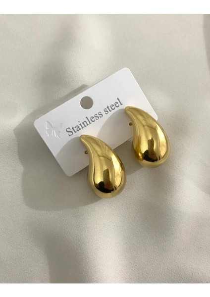 Damla Bubble Gold Çelik Küpe