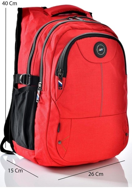 Unısex Ortaokul Lise Günlük Okul Sırt Çantası Kırmızı