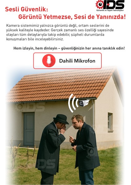 Sesli - 1 Kameralı Fullhd Gece Renkli ve Işıklı Güvenlik Kamerası - Kamera Seti Hard Disksiz