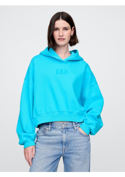 Kadın Mavi Gap Logo Vintagesoft Crop Fleece Sweatshirt