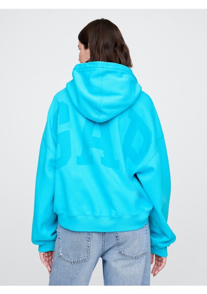 Kadın Mavi Gap Logo Vintagesoft Crop Fleece Sweatshirt fırsatları