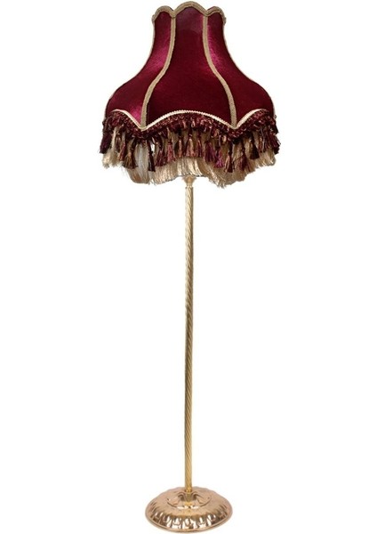 Bordo Vintage Lambader Kadife Kumaş Kaplama Metal Gold Kaplama Ayak LM0121