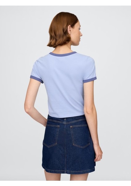 Kadın Açık Mavi Gap Logo Crop T-Shirt fiyatları