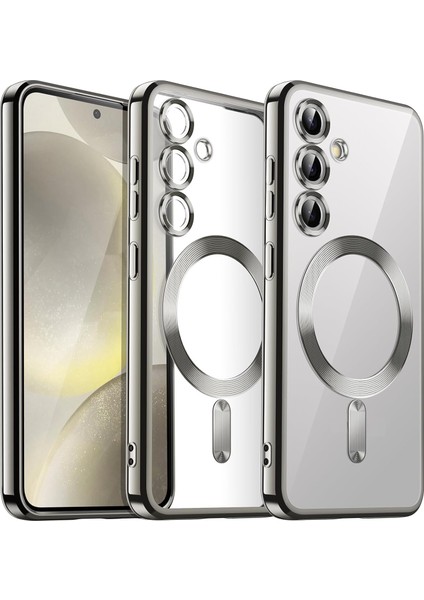 Samsung Galaxy A36 Kılıf Magsafe Wirelles Şarj Destekli Parlak Renkli Kenarlı Arkası Şeffaf Lensli Silikon