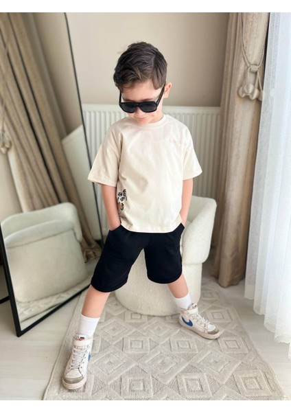 Tropical Palmiye Detaylı Yan Cepli Şort Erkek Çocuk Alt Üst Takım fiyatları