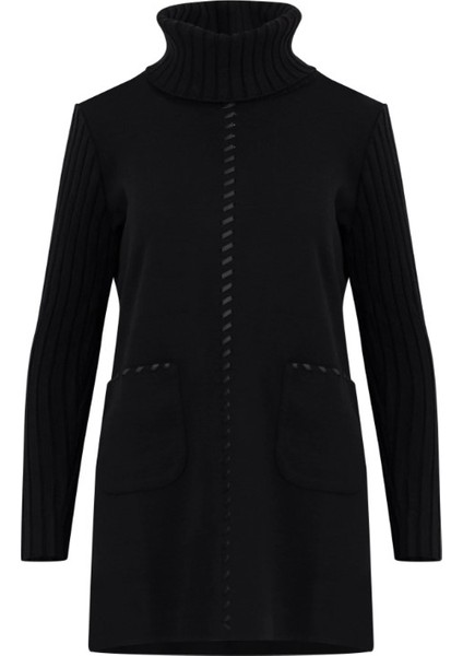 1009 Cepli Dikiş Detaylı Triko Tunik Tikro Tunik 11231303001009 Qks Tunik #23-10#