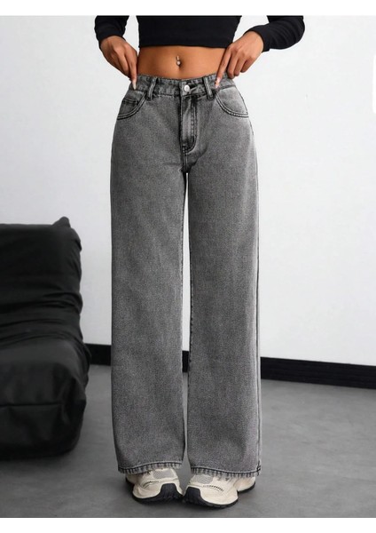 Kadın Bol Kesim Geniş Paça Rahat Baggy Jean Kot Salaş Pantolon