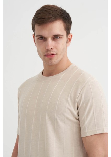 Bisiklet Yaka Bej Erkek T-Shirt 4203 modelleri