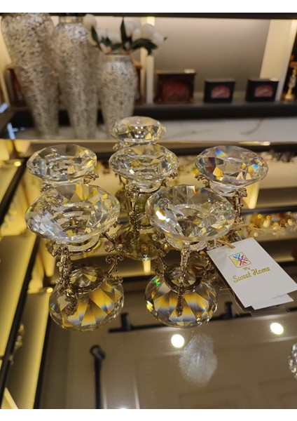 Zamak Ayaklı Kristal Yüzüklük Gümüş
