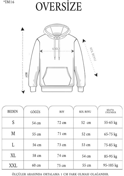3 Iplik Pamuklu Unisex Kapşonlu Sweetshirt - Siyah