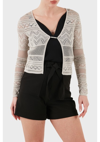 Nellie Ajurlu Regular Fit V Yaka Simli Kısa Hırka W5GR15Z3E22 Bayan Hırka W5GR15 Z3E22 F97H fırsatları