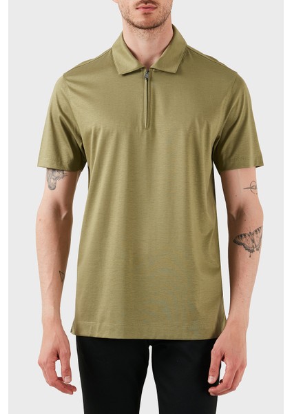 Pamuk Karışımlı Regular Fit Yarım Fermuarlı Polo Yaka T Shirt Erkek T Shirt 50537954 311