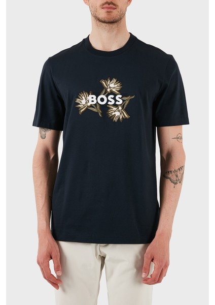 Pamuklu Işleme Detaylı Regular Fit Bisiklet Yaka T Shirt Erkek T Shirt 50536796 404