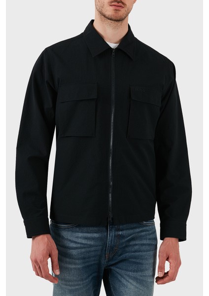 Oversize Fit Uzun Kollu Cepli Fermuarlı Gömlek Erkek Gömlek 50539223 001