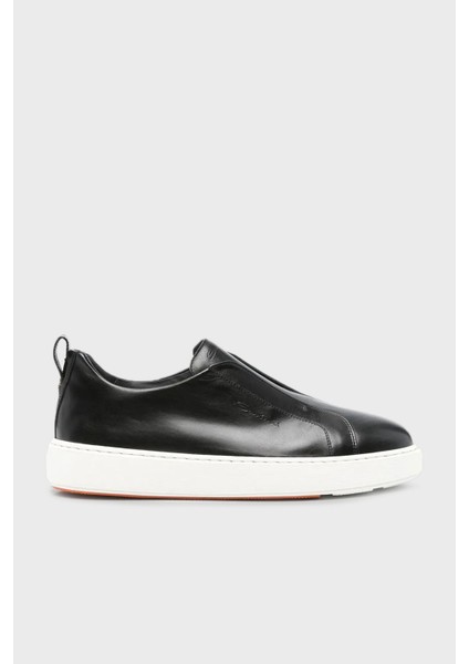 Logolu Deri Kalın Tabanlı Slip-On Sneaker Ayakkabı Erkek Ayakkabı MBCD21995BARTMVIN01