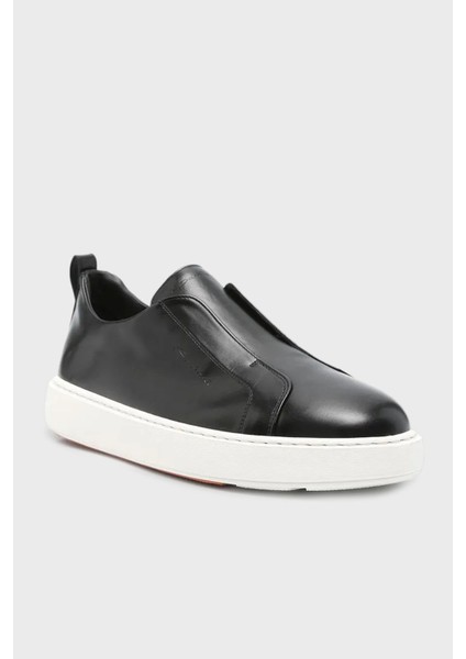 Logolu Deri Kalın Tabanlı Slip-On Sneaker Ayakkabı Erkek Ayakkabı MBCD21995BARTMVIN01