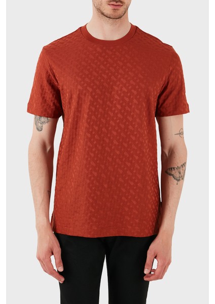 Pamuklu Monogram Logo Baskılı Regular Fit Bisiklet Yaka T Shirt Erkek T Shirt 50537131 806