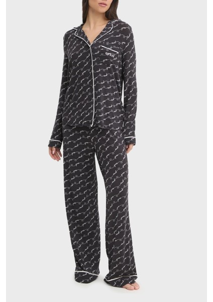 Sasha Desenli Regular Fit Yüksek Bel Bol Paça Modal Pijama Takımı O5RX08KCIN2 Bayan Pijama Takımı O5RX08 Kcın2 PJ0D